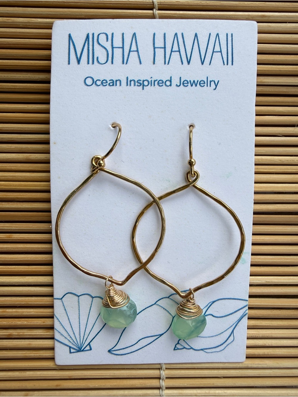 Gold Wire-Wrapped Mint Green Faceted Pendant Necklace